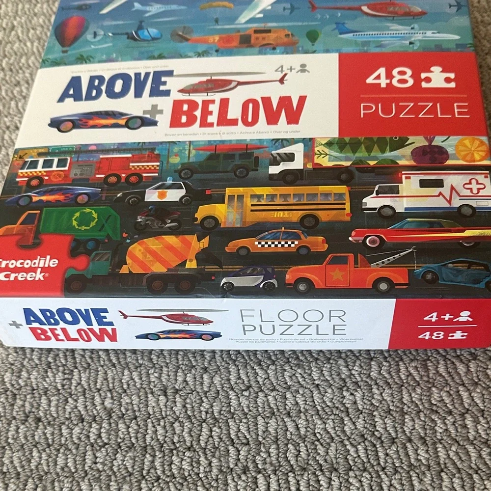 Crocodile Creek Above & Below 48-Piece Floor transportationPuzzle - Blue and Red - Picture 2 of 2